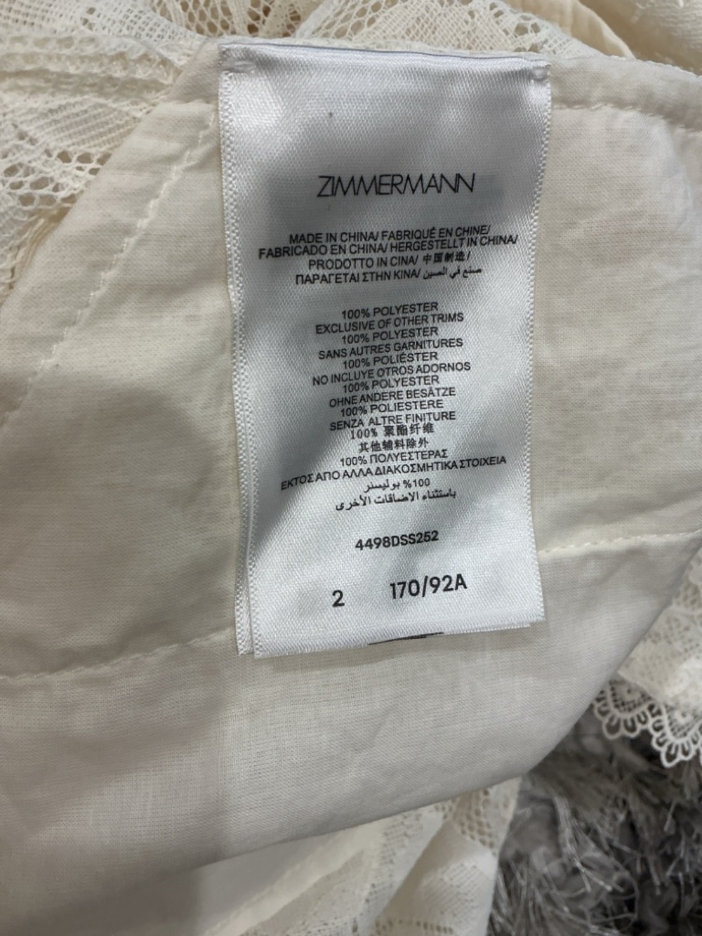 NWOT Zimmermann Cream Floral Lace Buttoned Midi Dress, Size AU 2 = M - Picture 10 of 10